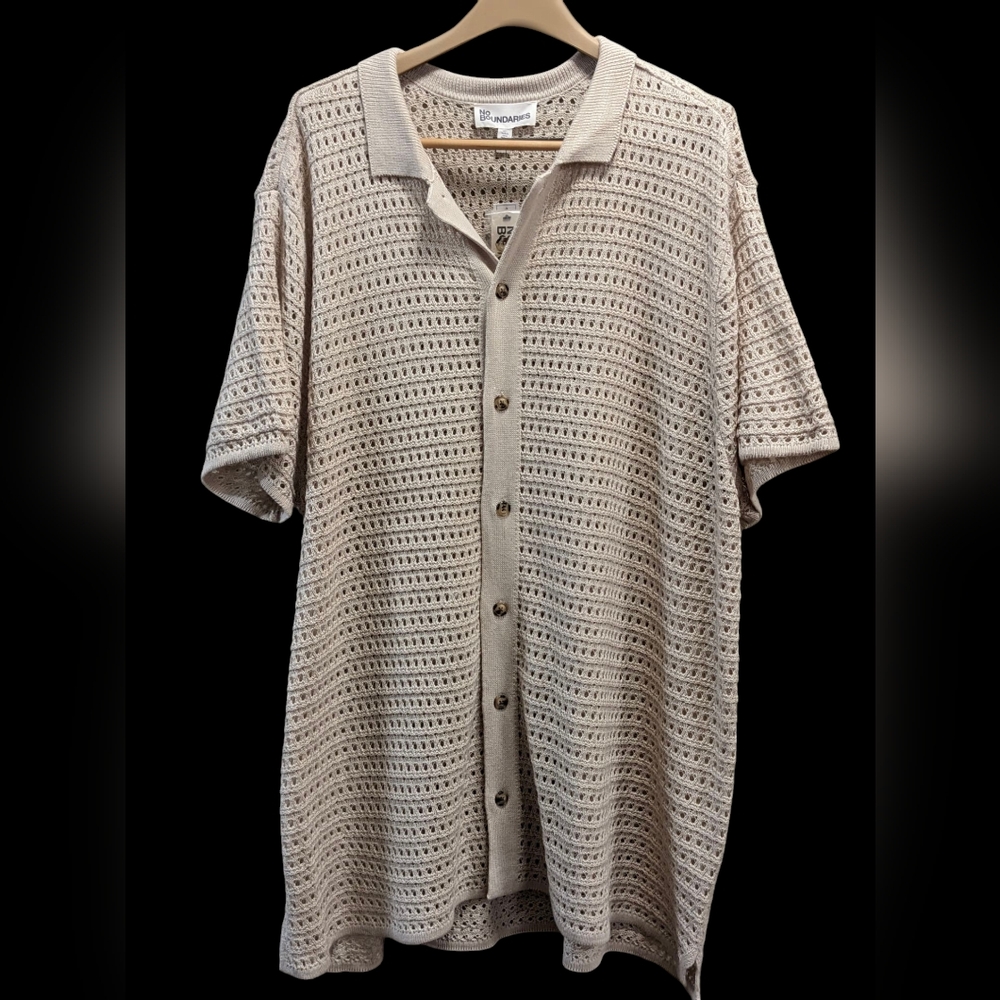 No Boundaries Men's Short Sleeve Mesh Sweater- Size 2X